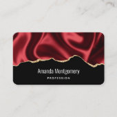Dark Red Glam Wavy Satin Abstract Design Visitenkarte (Vorderseite)