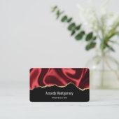 Dark Red Glam Wavy Satin Abstract Design Visitenkarte (Stehend Vorderseite)