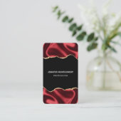 Dark Red Glam Wavy Satin Abstract Design Visitenkarte (Stehend Vorderseite)