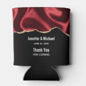 Dark Red Glam Wavy Satin Abstract Design Wedding - Dosenkühler (Rückseite)