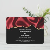 Dark Red Glam Wavy Satin Abstract Design Wedding Einladung (Stehend Vorderseite)