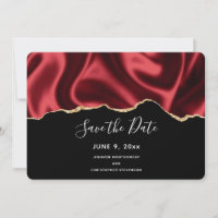 Dark Red Glam Wavy Satin Abstract Design Wedding
