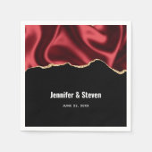Dark Red Glam Wavy Satin Abstract Design Wedding Serviette (Vorderseite)