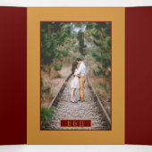 Dark Red & Gold Champagne Bubbles, Hochzeitssuite Dreifach Gefaltete Einladung (Innenseite Mitte)