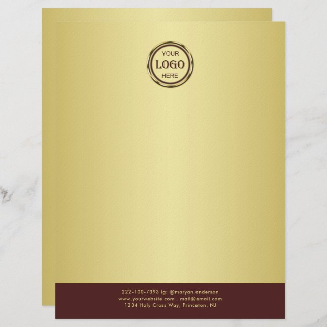 Dark-red gold design,Logo or Photo in gold circle, Briefbogen (Vorne/Hinten)