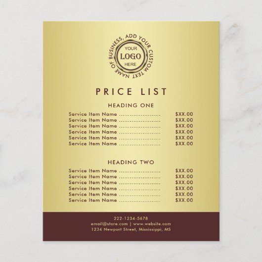 Dark-red gold design,Logo or Photo in gold circle, Flyer (Vorne)