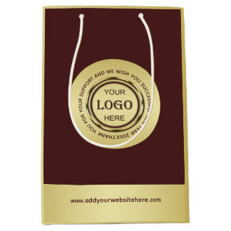Dark-red gold design,Logo or Photo in gold circle, Mittlere Geschenktüte