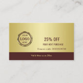 Dark-red gold design,Logo or Photo in gold circle, Rabattkarte (Vorderseite)