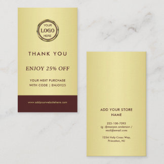 Dark-red gold design,Logo or Photo in gold circle, Rabattkarte