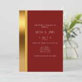 Dark Red & Gold Elegante Royal Glam Wedding Einladung (Stehend Vorderseite)