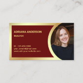 Dark Red Gold Foil Real Anwesen Foto Realtor Visitenkarte (Vorderseite)