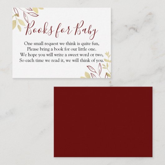 Dark Red & Gold Foliage Babydusche buchen Begleitkarte (Vorne/Hinten)