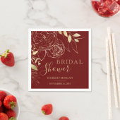 Dark Red & Gold Modernes Brautparty Napkin Serviette (Beispiel)