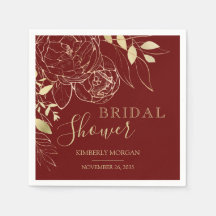 Dark Red & Gold Modernes Brautparty Napkin