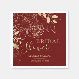 Dark Red & Gold Modernes Brautparty Napkin Serviette