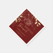 Dark Red & Gold Modernes Brautparty Napkin Serviette (Ecke)