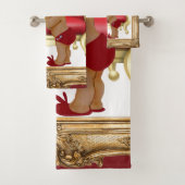 Dark Red Gold Royal Prinz Teddy Bear Custom Badhandtuch Set (Insitu)