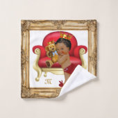 Dark Red Gold Royal Prinz Teddy Bear Custom Badhandtuch Set (Waschlappen)