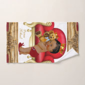Dark Red Gold Royal Prinz Teddy Bear Custom Badhandtuch Set (Handtuch)