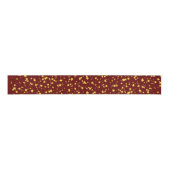 Dark Red Gold Stars Weihnachtsfeier Satin Ribbon Ripsband (Vorderseite)
