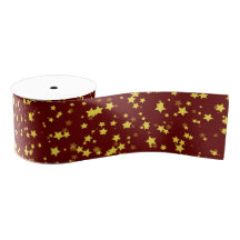 Dark Red Gold Stars Weihnachtsfeier Satin Ribbon