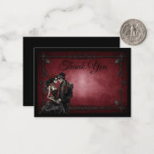 Dark Red Gothic AlternativeHalloween wedding Mitteilungskarte (Vorderseite/Rückseite Beispiel)