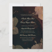 Dark Red Gothic Boho Floral Wedding Einladung (Vorderseite)