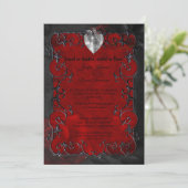 Dark red Gothic Halloween wedding Invitation Einladung (Stehend Vorderseite)
