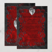 Dark red Gothic Halloween wedding Invitation Einladung (Vorne/Hinten)