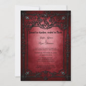 Dark Red Gothic Halloween wedding invitation Einladung (Vorderseite)