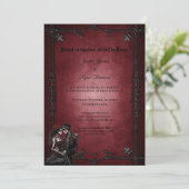 Dark Red Gothic Halloween wedding invitation Einladung (Stehend Vorderseite)