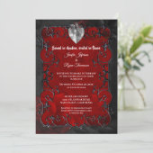 Dark red Gothic Halloween wedding Invitation Einladung (Stehend Vorderseite)