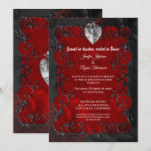 Dark red Gothic Halloween wedding Invitation Einladung (Vorne/Hinten)