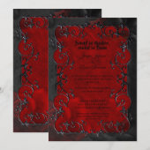 Dark red Gothic Halloween wedding Invitation Einladung (Vorne/Hinten)