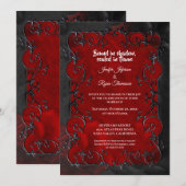 Dark red Gothic Halloween wedding Invitation Einladung (Vorne/Hinten)