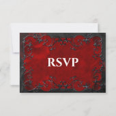 Dark red Gothic Halloween Wedding RSVP Card Karte (Rückseite)