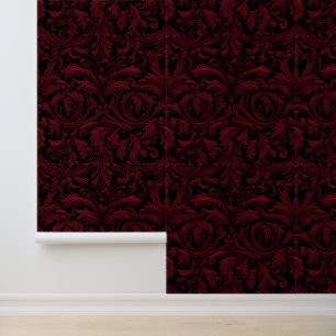 Dark Red Gothic Jacquard Gothic Schlafzimmerdekor Tapete