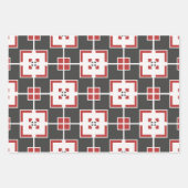 Dark Red Gray and White Mosaic Geometric Patterns Geschenkpapier Set (Vorderseite 3)