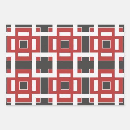 Dark Red Gray and White Mosaic Geometric Patterns Geschenkpapier Set (Vorderseite 2)