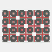 Dark Red Gray and White Mosaic Geometric Patterns Geschenkpapier Set (Vorderseite)