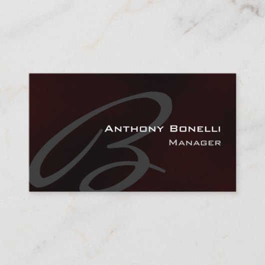 Dark Red Gray Modern Monogram Business Card Visitenkarte (Vorderseite)