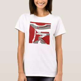 Dark Red Gray Moderne Abstrakte Mosaikkunst T-Shirt