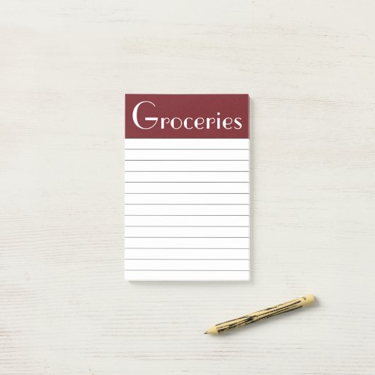 Dark Red Groceries Post It Notes Post-it Klebezettel (Auf Schreibtisch)