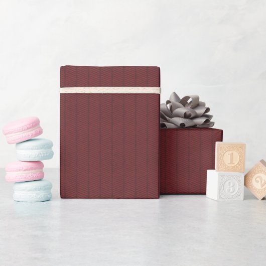 Dark Red Herringbone Muster Wrapping Paper Roll Geschenkpapier (Babyparty)