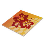 Dark Red Hibiskus Design Fliese (Seite)
