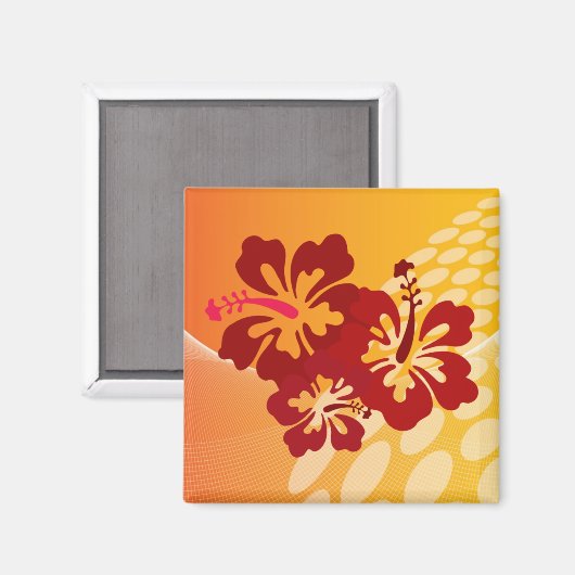 Dark Red Hibiskus Design Magnet (Vorderseite/Rückseite)