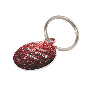 Dark Red Imitats Glitzer Glitzern Glamour Personal Haustiermarke