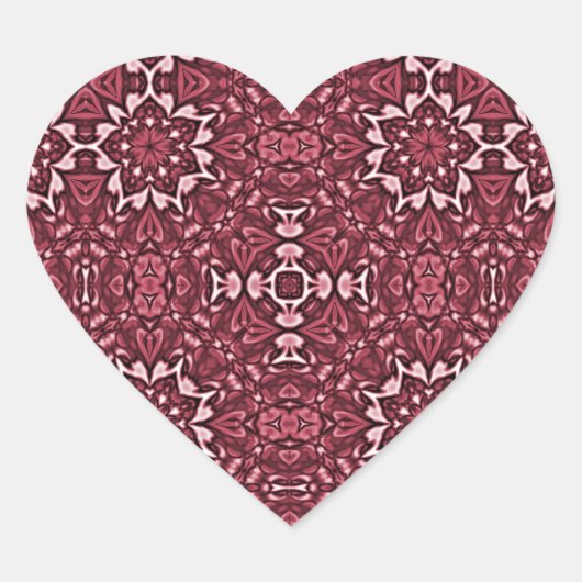 Dark Red Kaleidoscope Pattern Herz-Aufkleber (Vorderseite)