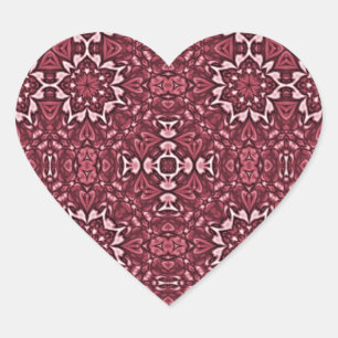 Dark Red Kaleidoscope Pattern Herz-Aufkleber
