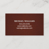 Dark Red Leather | Braunleder Stitch Visitenkarte (Rückseite)